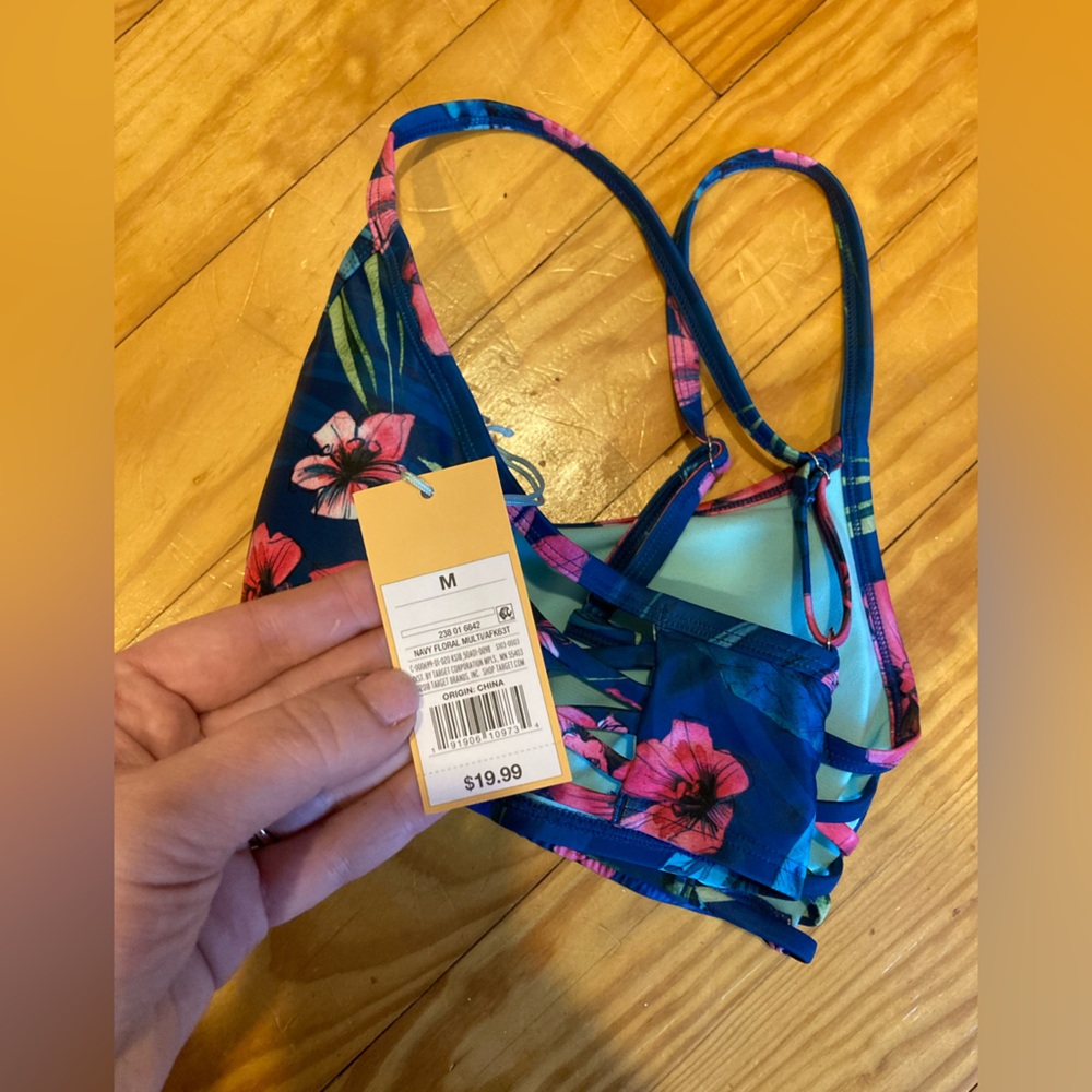 kona sol floral tropical bathing suit top size Medium new - Picture 6 of 6